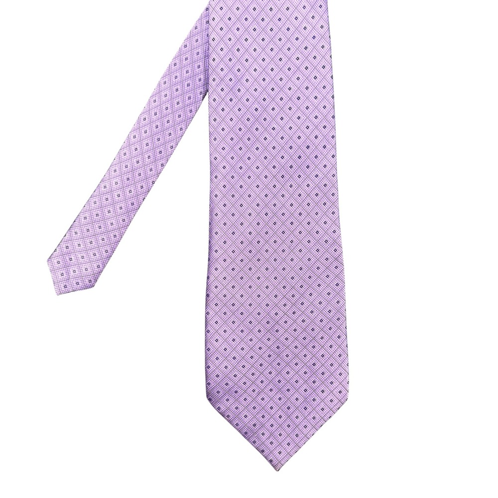 Marco Biella Purple Geometric Silk Necktie Mens OS Formal Business Classic
